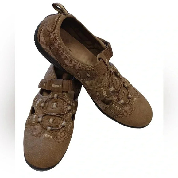 Earth Spirit Brown Tan Closed Toe Velcro Slip On Sandals Size  8 - Picture 1 of 11